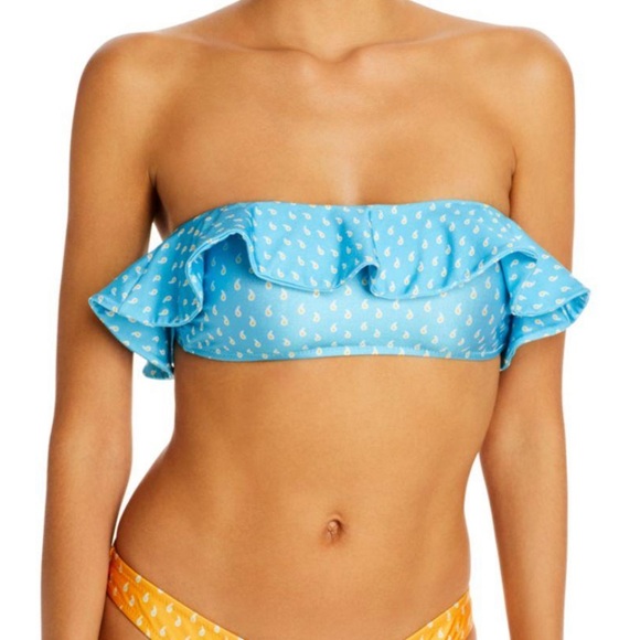 SHANI SHEMER Blue Bandeau Ruffled Swim Top Separates Swimsuit NWT size small - Picture 2 of 10